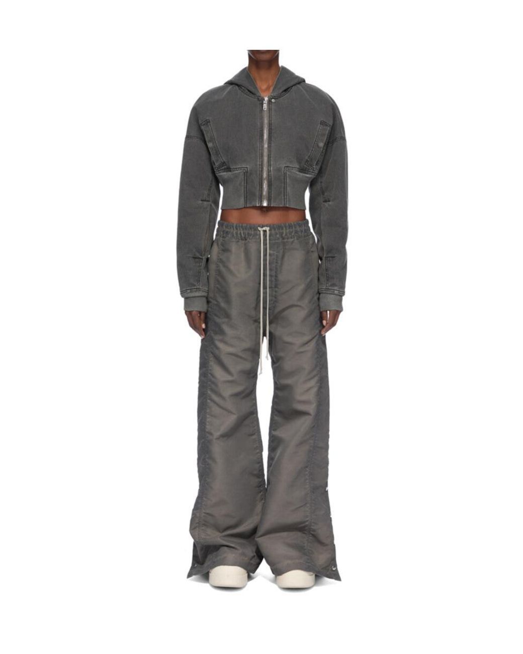 Rick Owens Gray Cropped Bomber Jacket