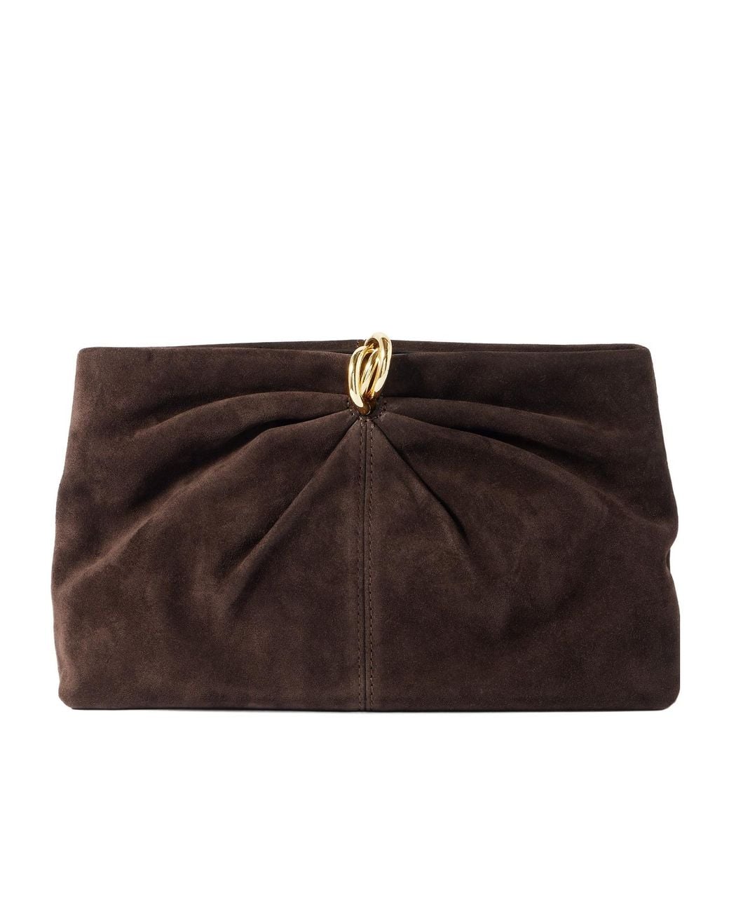 Loeffler Randall Brown Gathered Suede Clutch