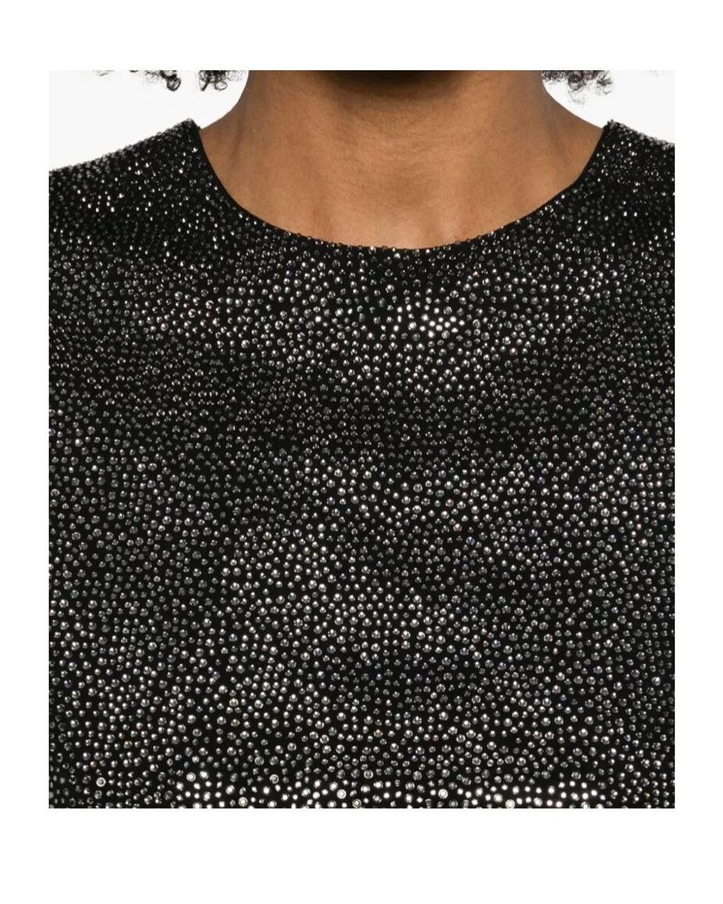 GIUSEPPE DI MORABITO Black Embellished Short Sleeve Top