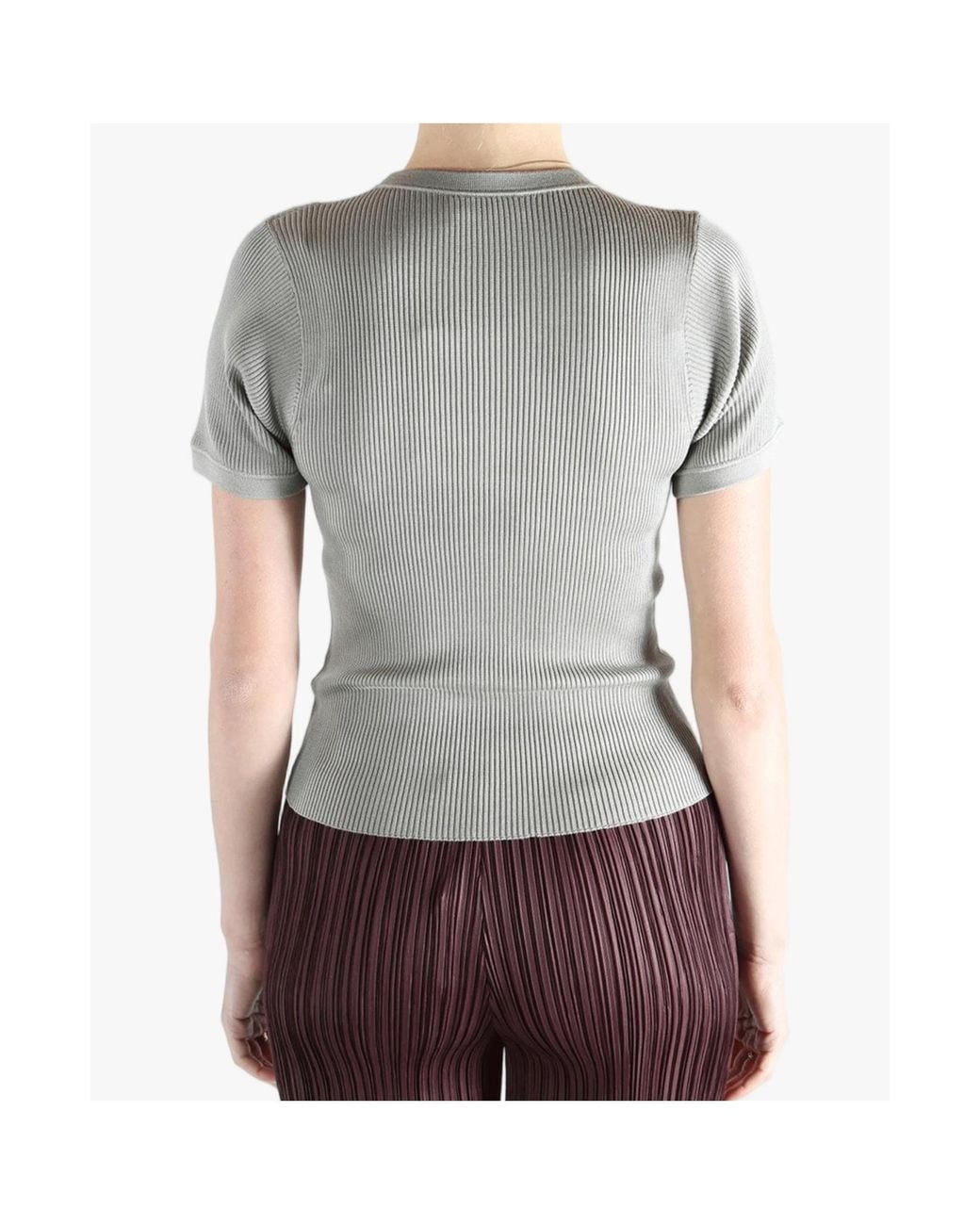 Rier Gray Ribbed Knit T-Shirt for men