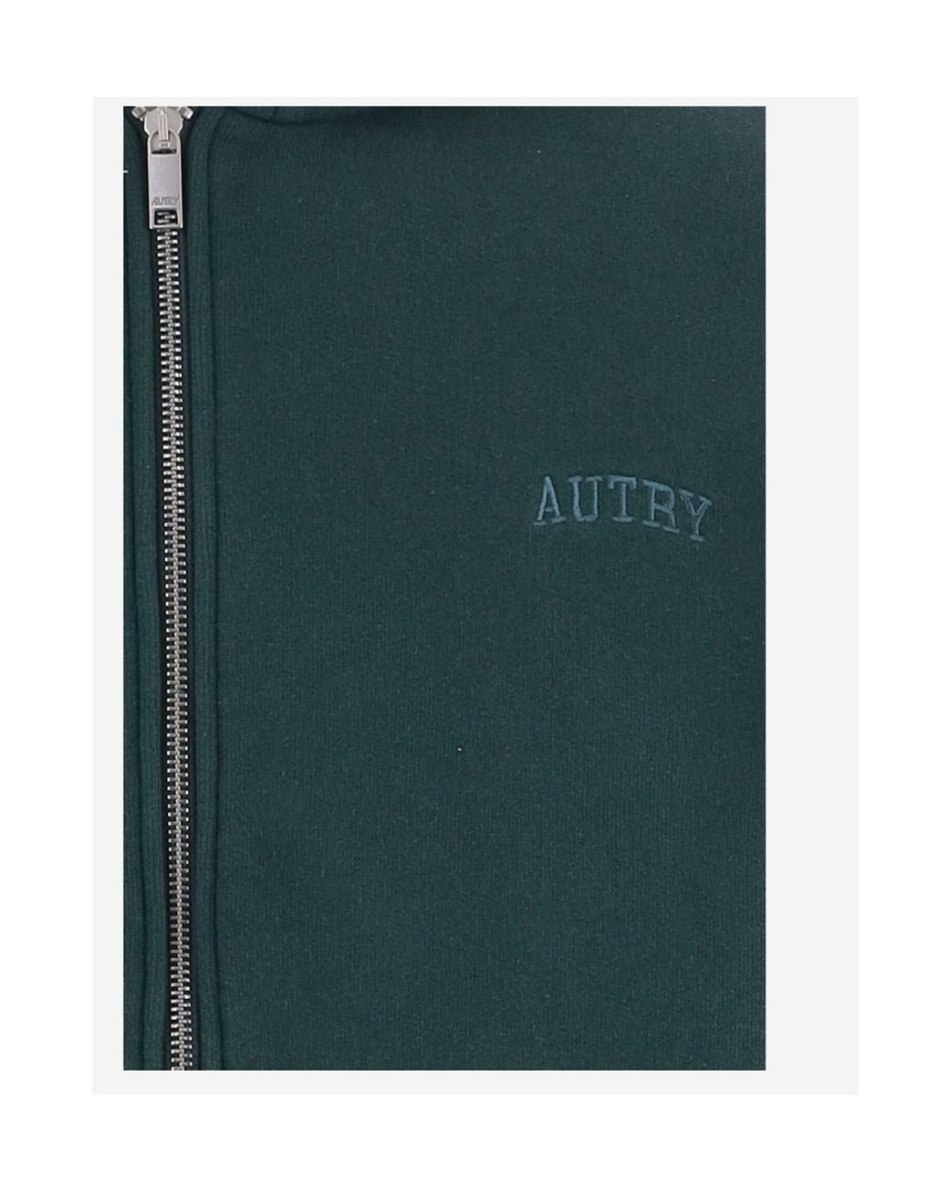 Autry Green Zip-Up Logo Hoodie for men