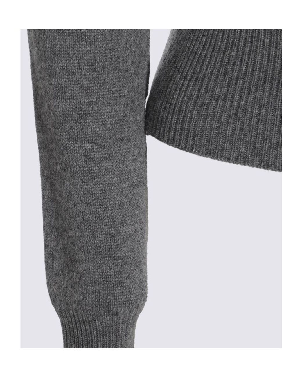Miu Miu Gray Cashmere Half-Zipper Sweater