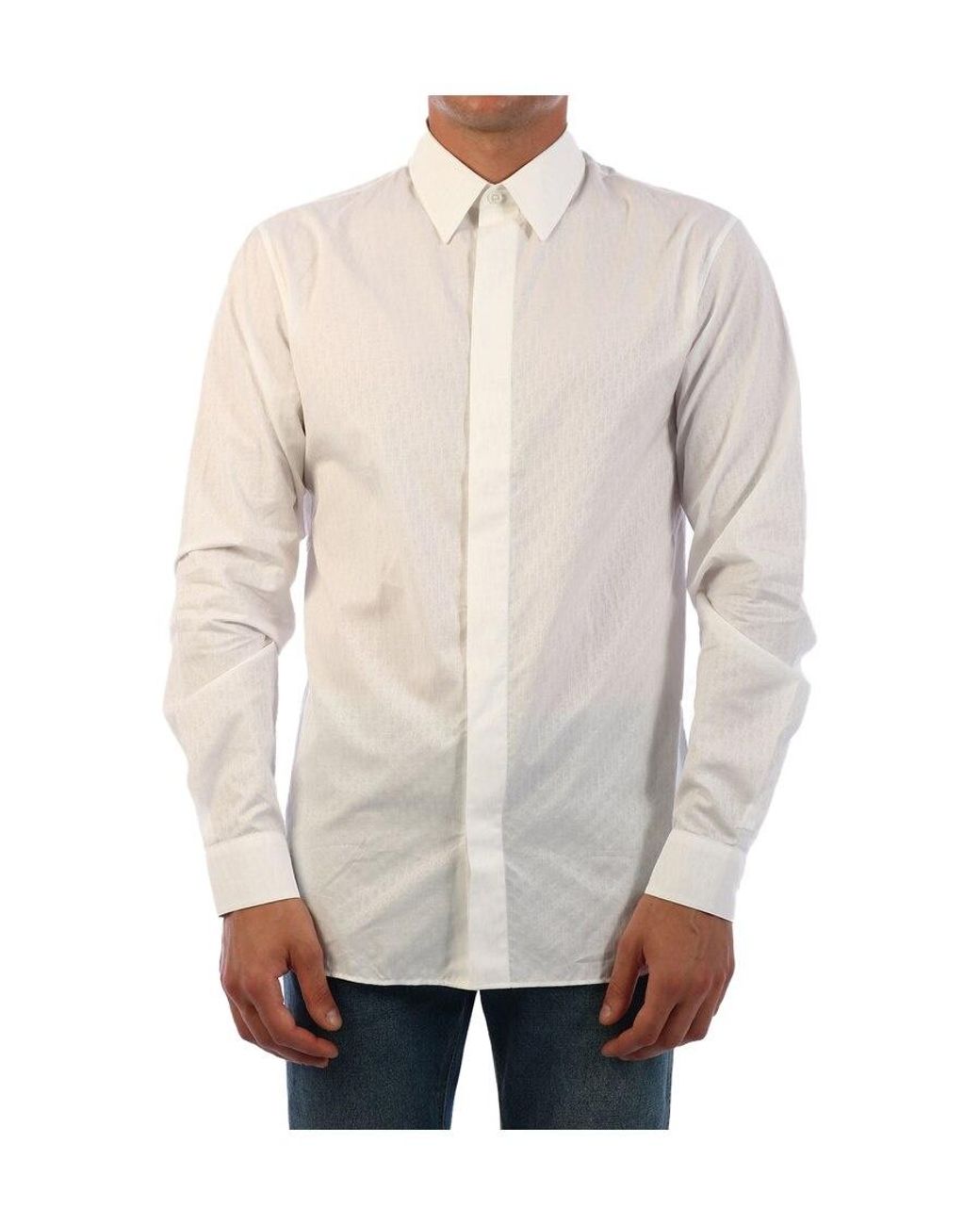 Dior White Homme Jacquard Long-Sleeved Shirt for men