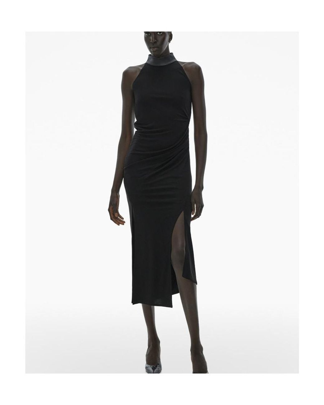Helmut Lang Black Halter Neck Midi Dress