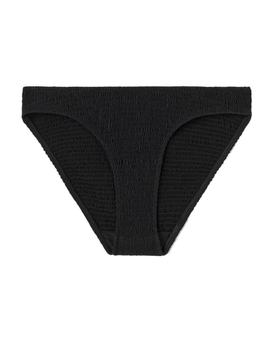 Totême Black Smocked-Finish Bikini Bottoms