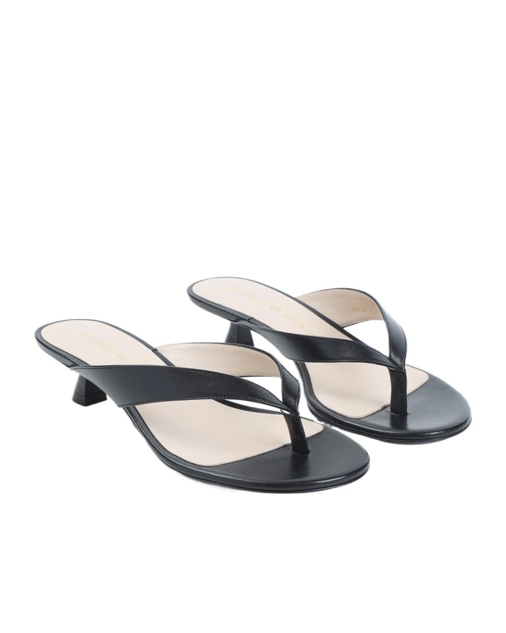 Stuart Weitzman White Round-Toe Flip-Flops High-Heeled Sandals