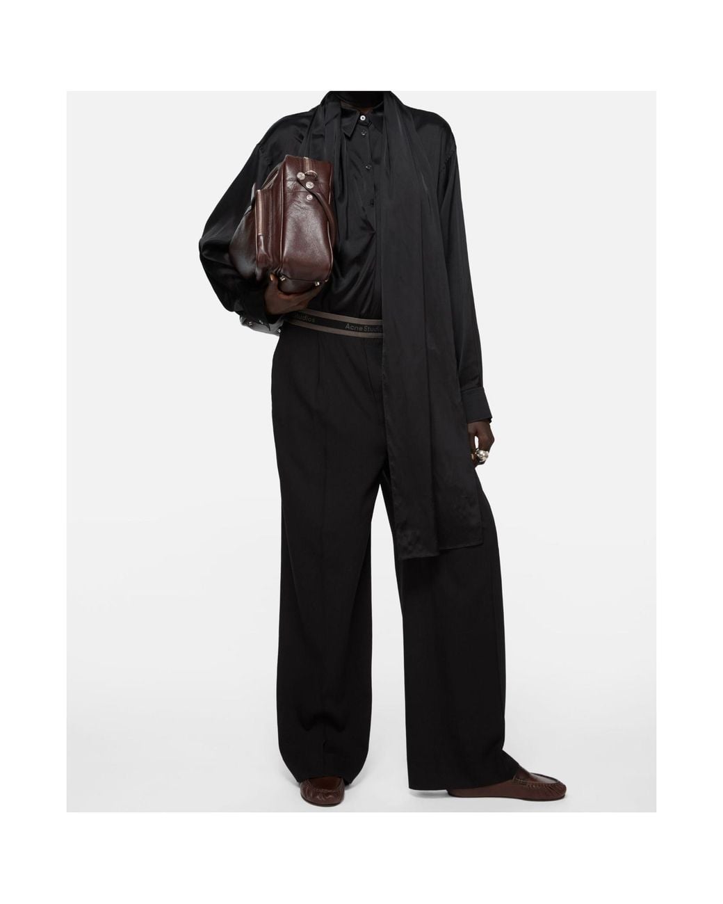 Acne Black Layered Satin Blouse