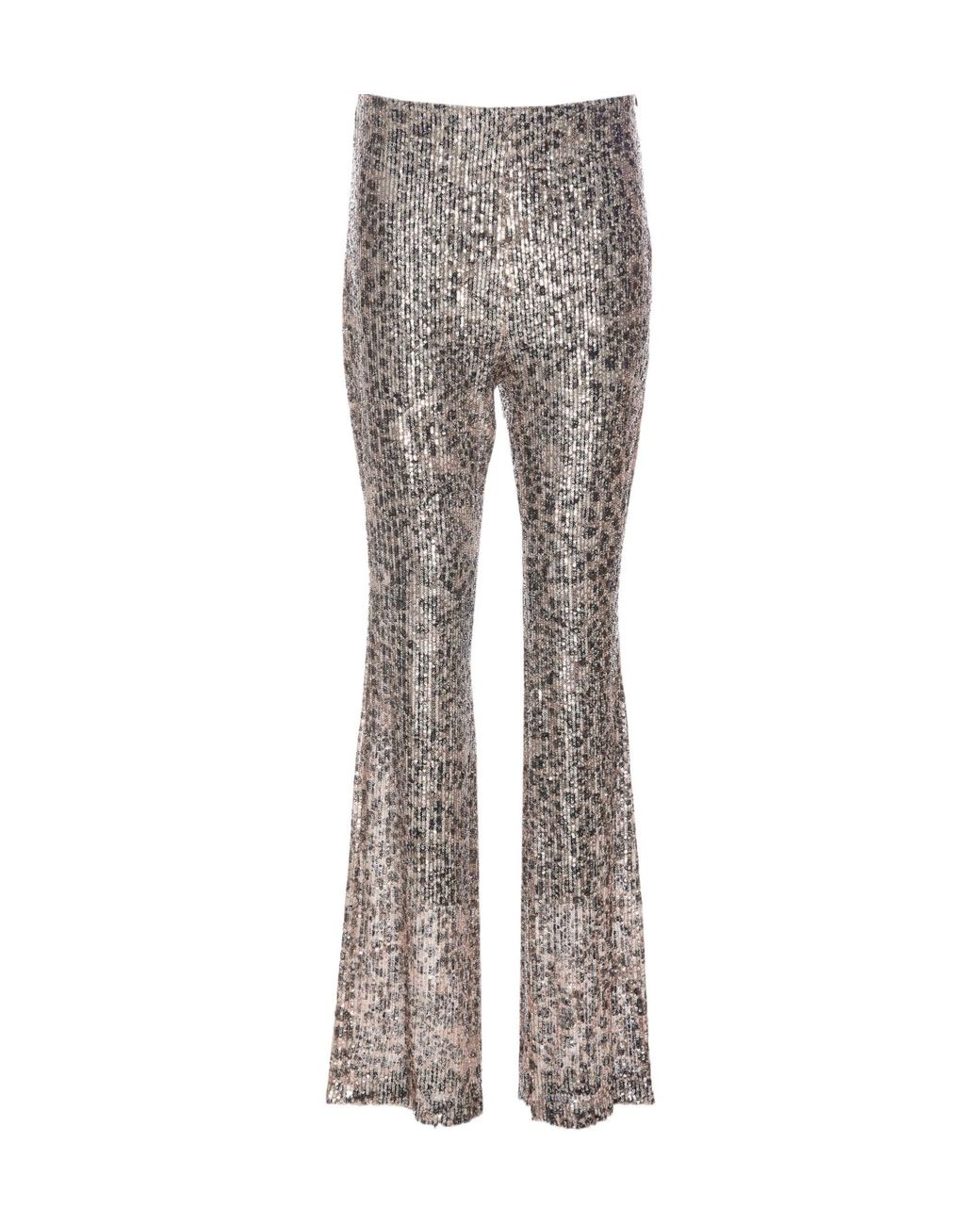 Liu Jo Gray Sequinned High-Waisted Trousers
