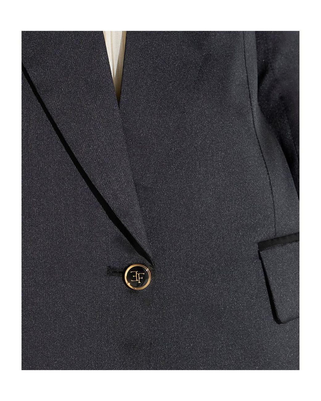 Elisabetta Franchi Blue Satin Single-Breasted Blazer