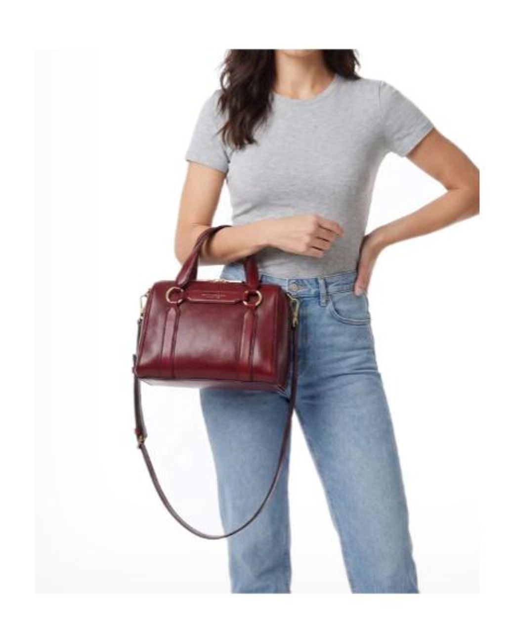 The Bridge Red Laura Leather Tote Bag