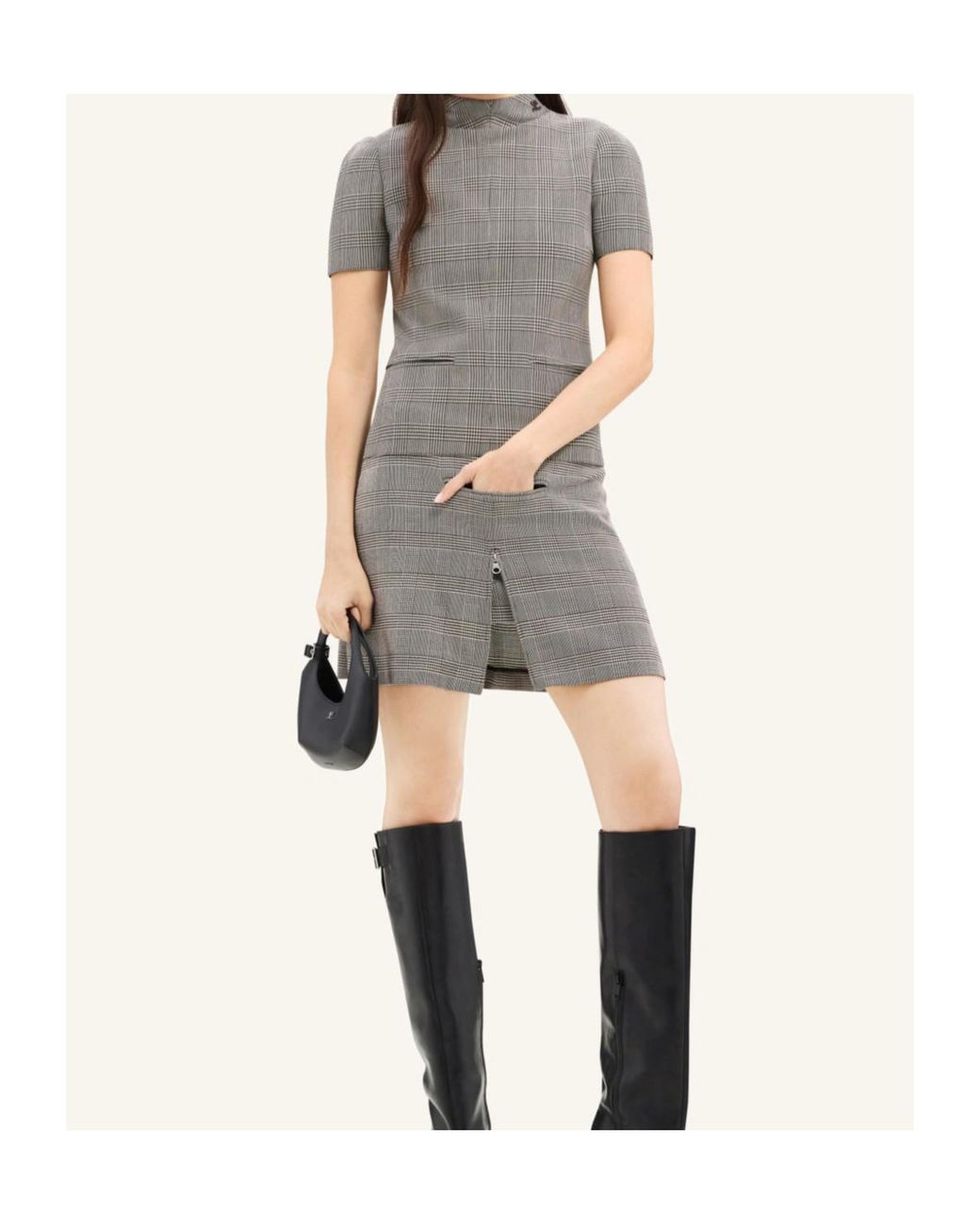 Courreges Gray Courrèges Mid-Rise A-Line Checked Mini Skirt