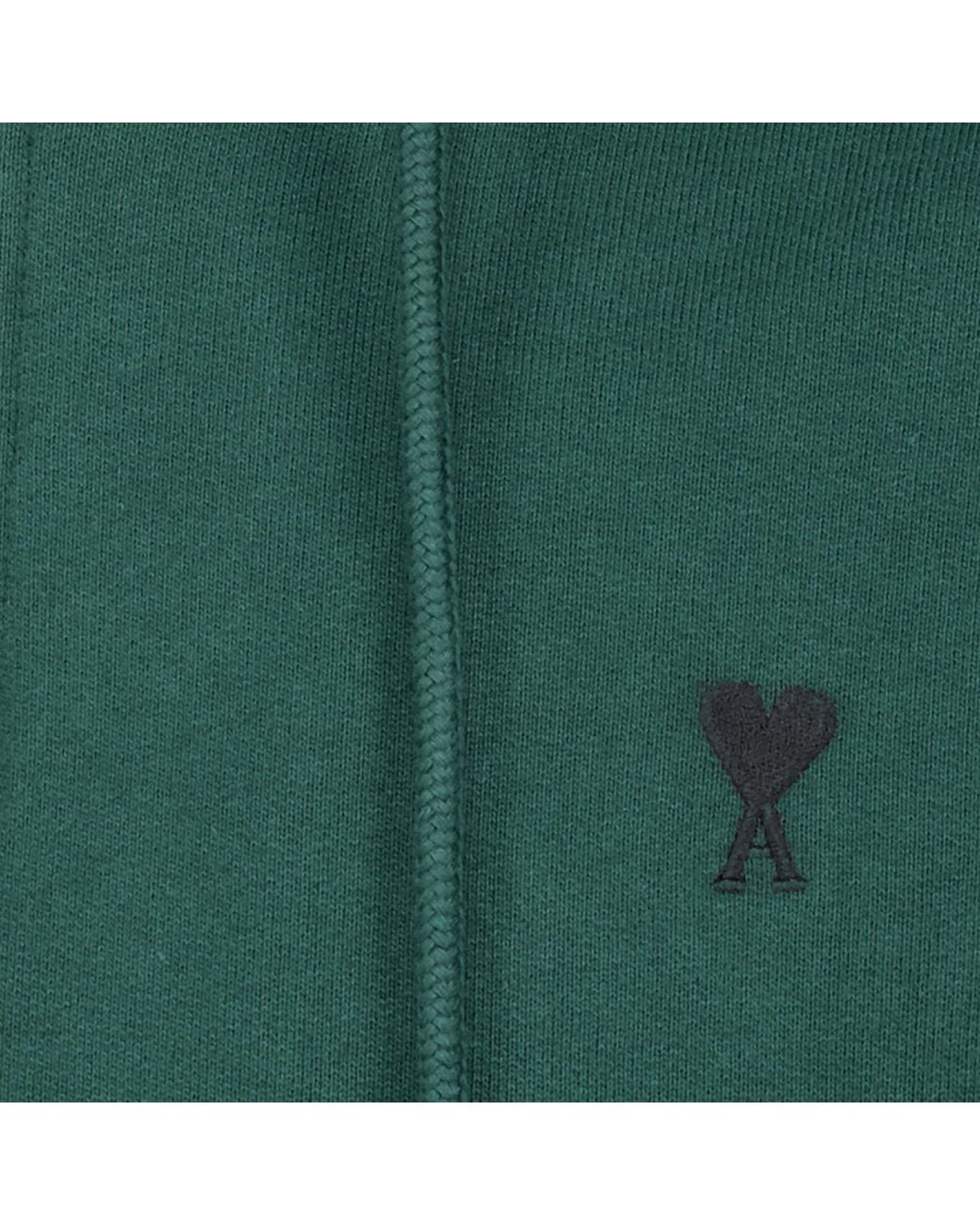 AMI Green Ami Ami De Coeur Zip-Up Hoodie for men