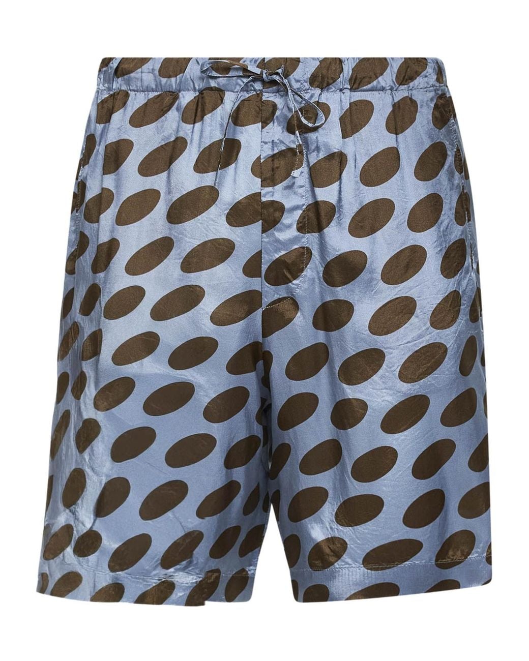 Dries Van Noten Blue Patterned Drawstring Shorts for men