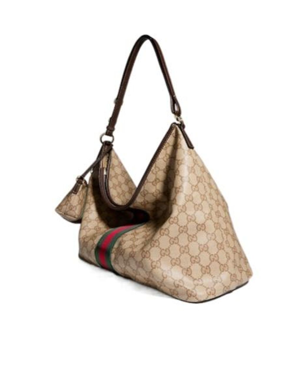 Gucci Brown Large Shoulder Bag With Web