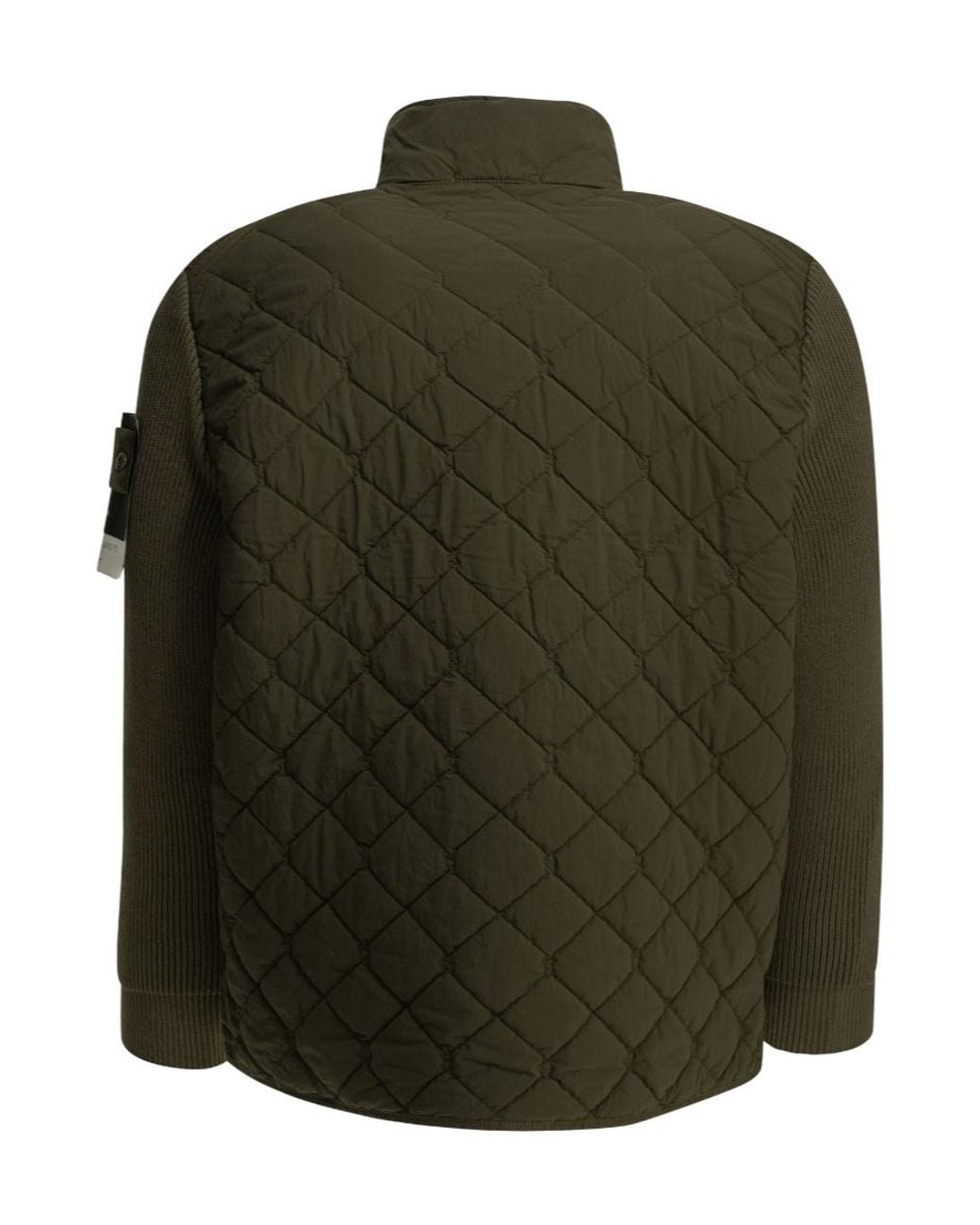 Stone Island Green Quilted Knit-Sleeve Jacket for men