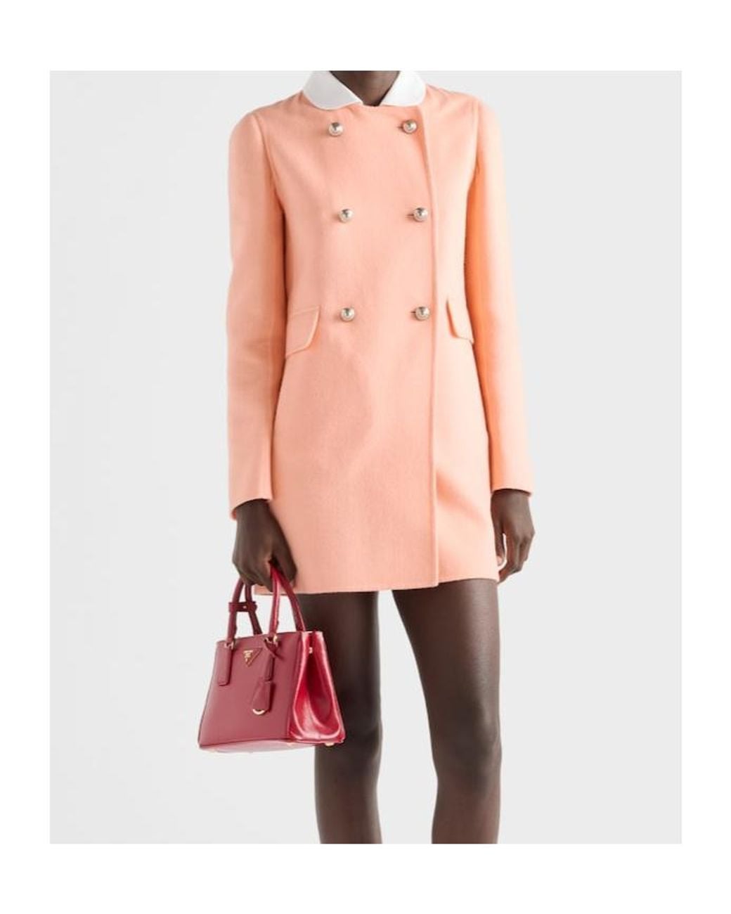 Prada Pink Double-Breasted Lightweight Cashmere Peacoat