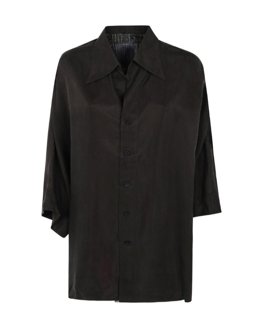 Ziggy Chen Black Short-Sleeved Back Gathered Shirt