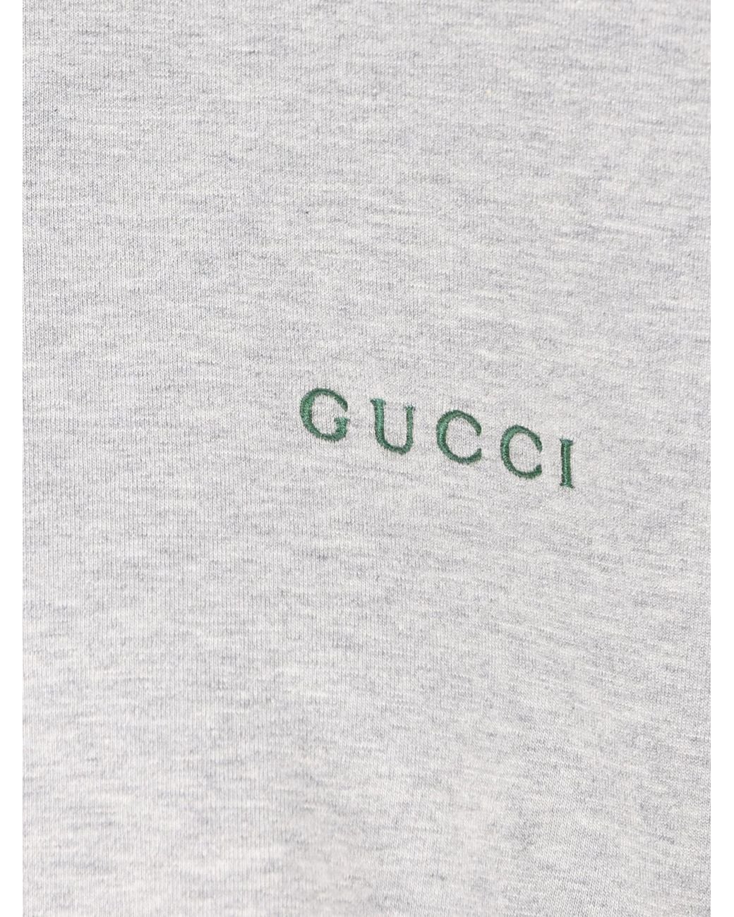 Gucci White Cotton Logo-Embroidered T-Shirt for men