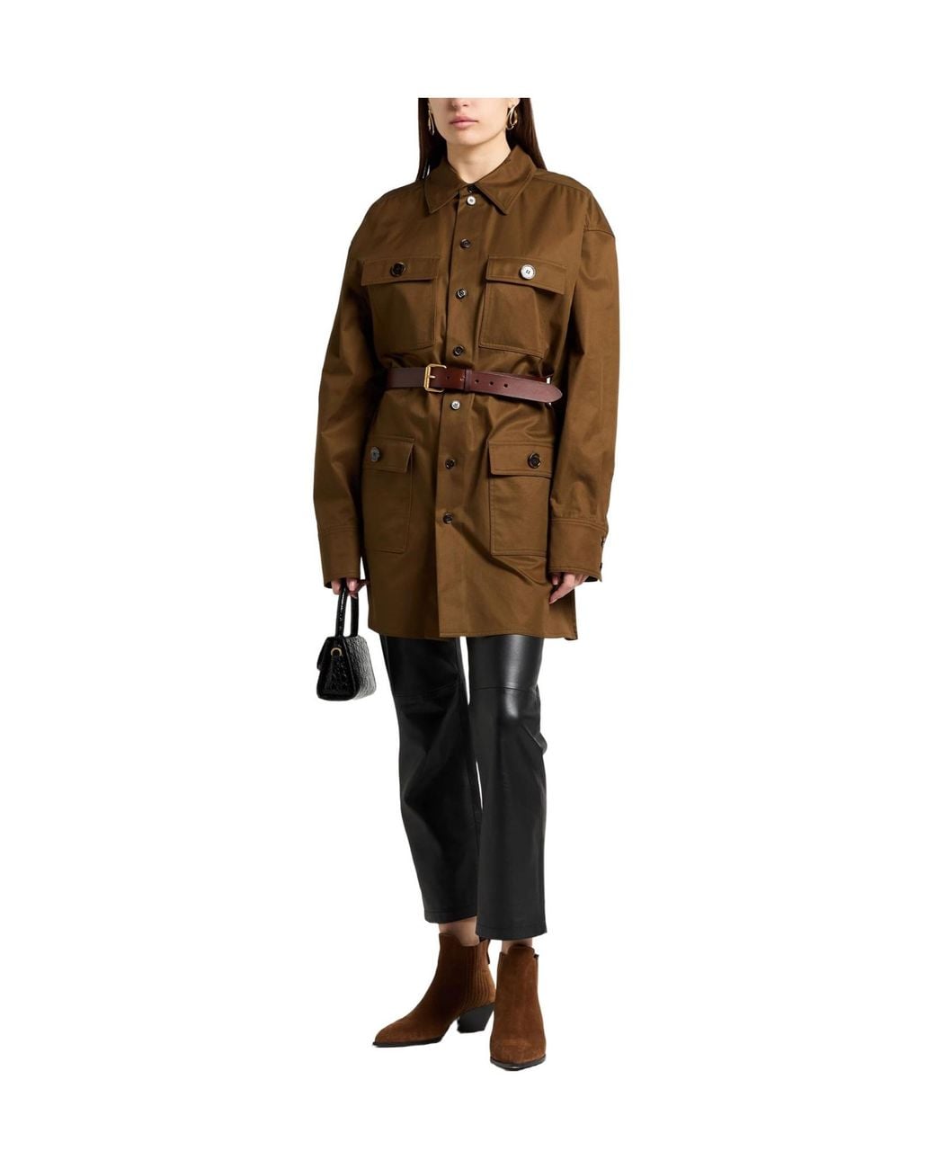 Saint Laurent Brown Classic Solid-Color Long Coat