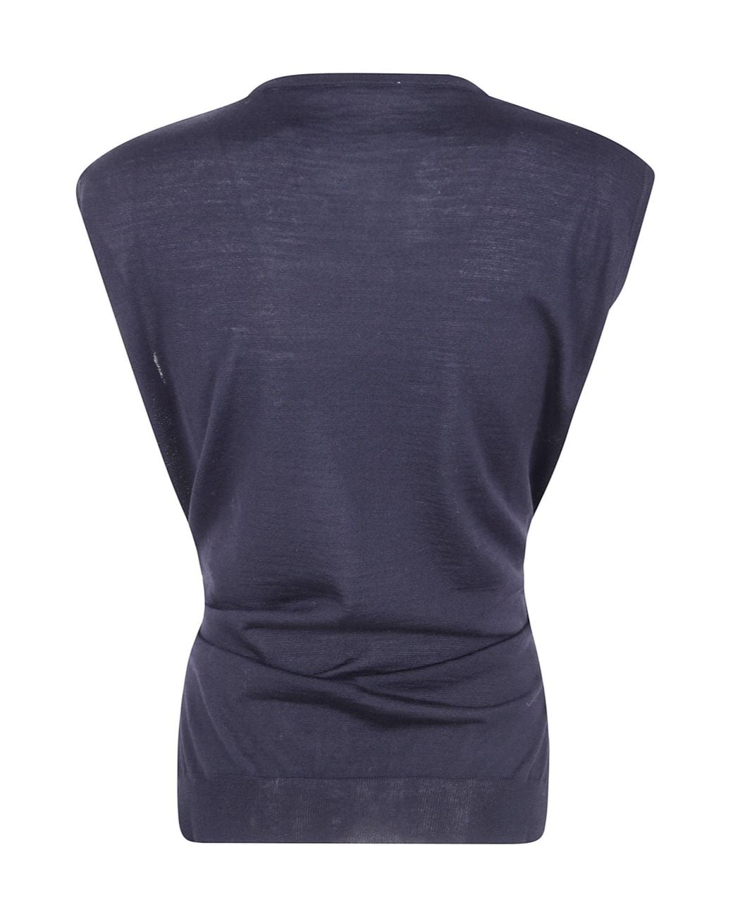 Nuur Blue Belted Sleeveless Sweater