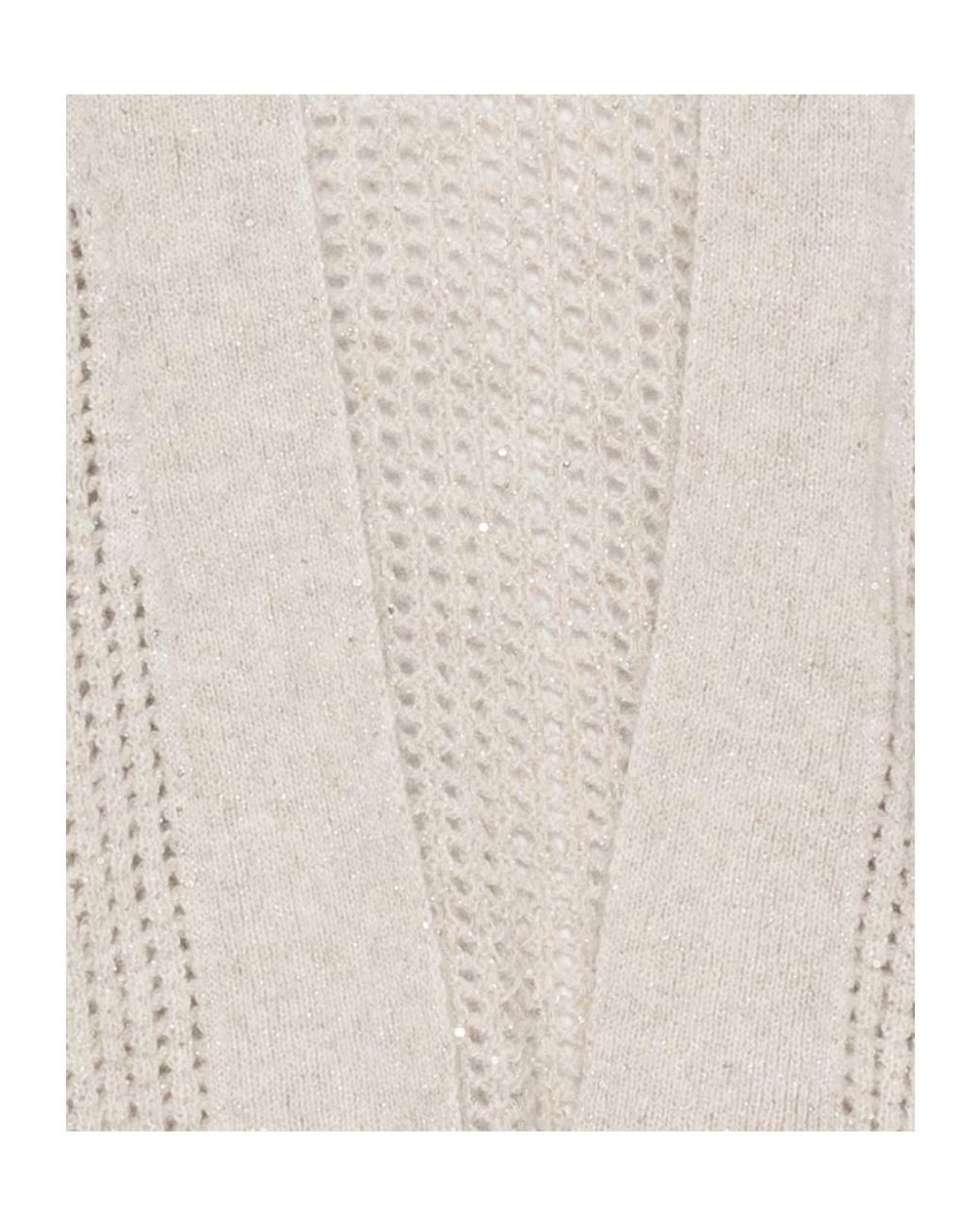 Peserico Natural Sequin-Embellished Open-Knit Cardigan