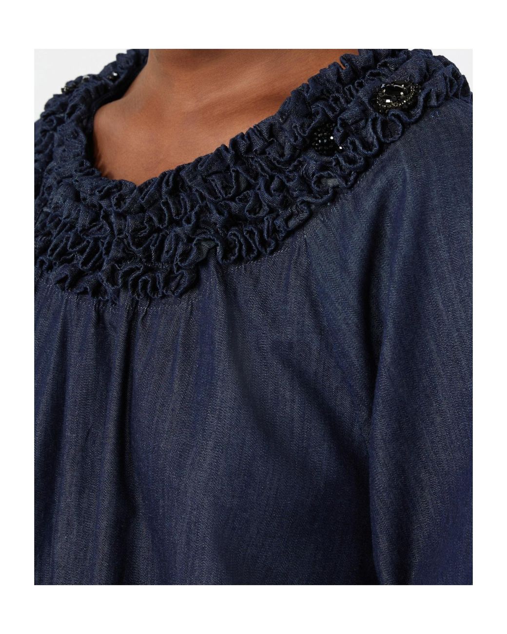 Max Mara Blue 'S Stmcatia Short-Sleeved Denim Blouse