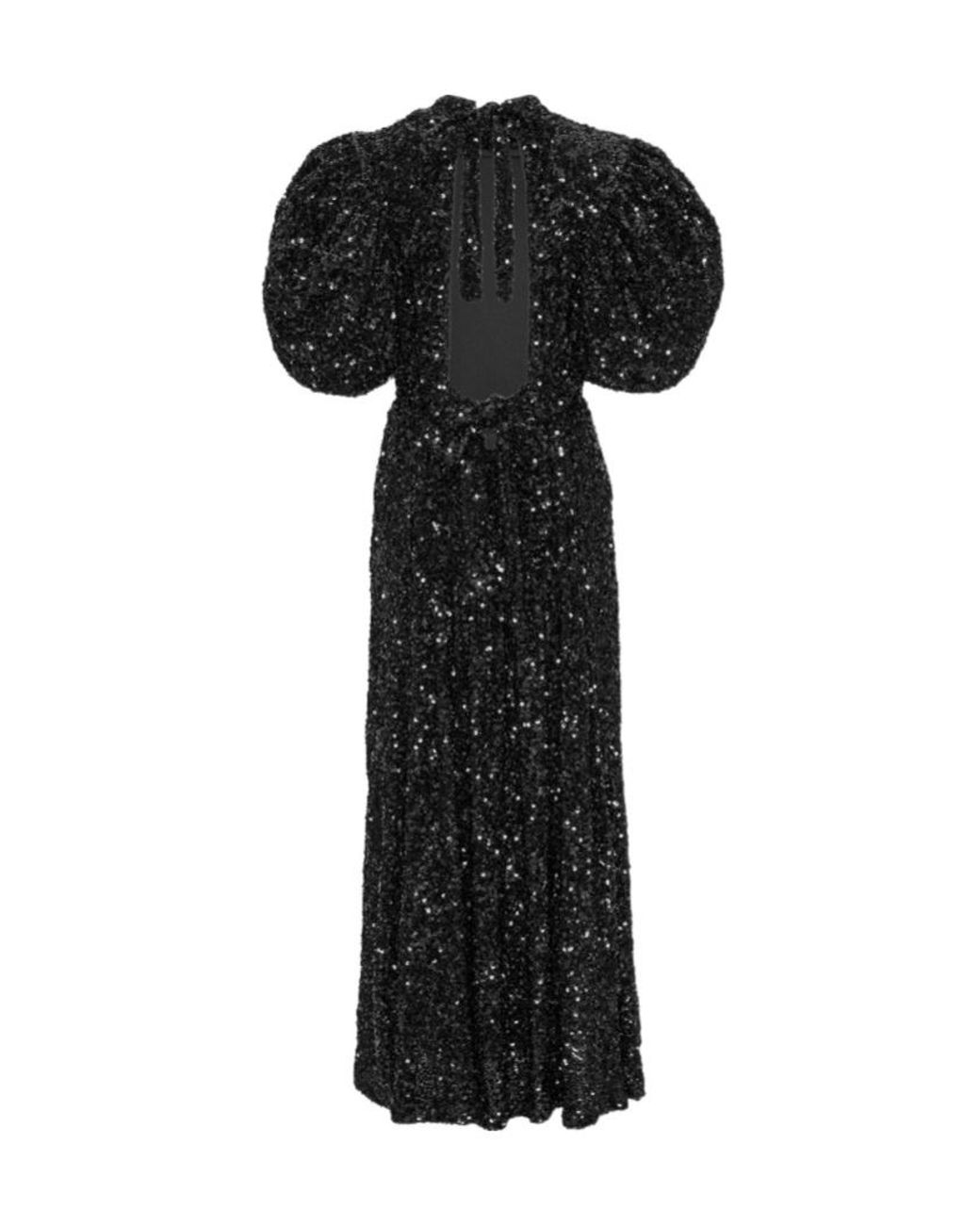 ROTATE BIRGER CHRISTENSEN Black Sequin Embellished Midi Dress