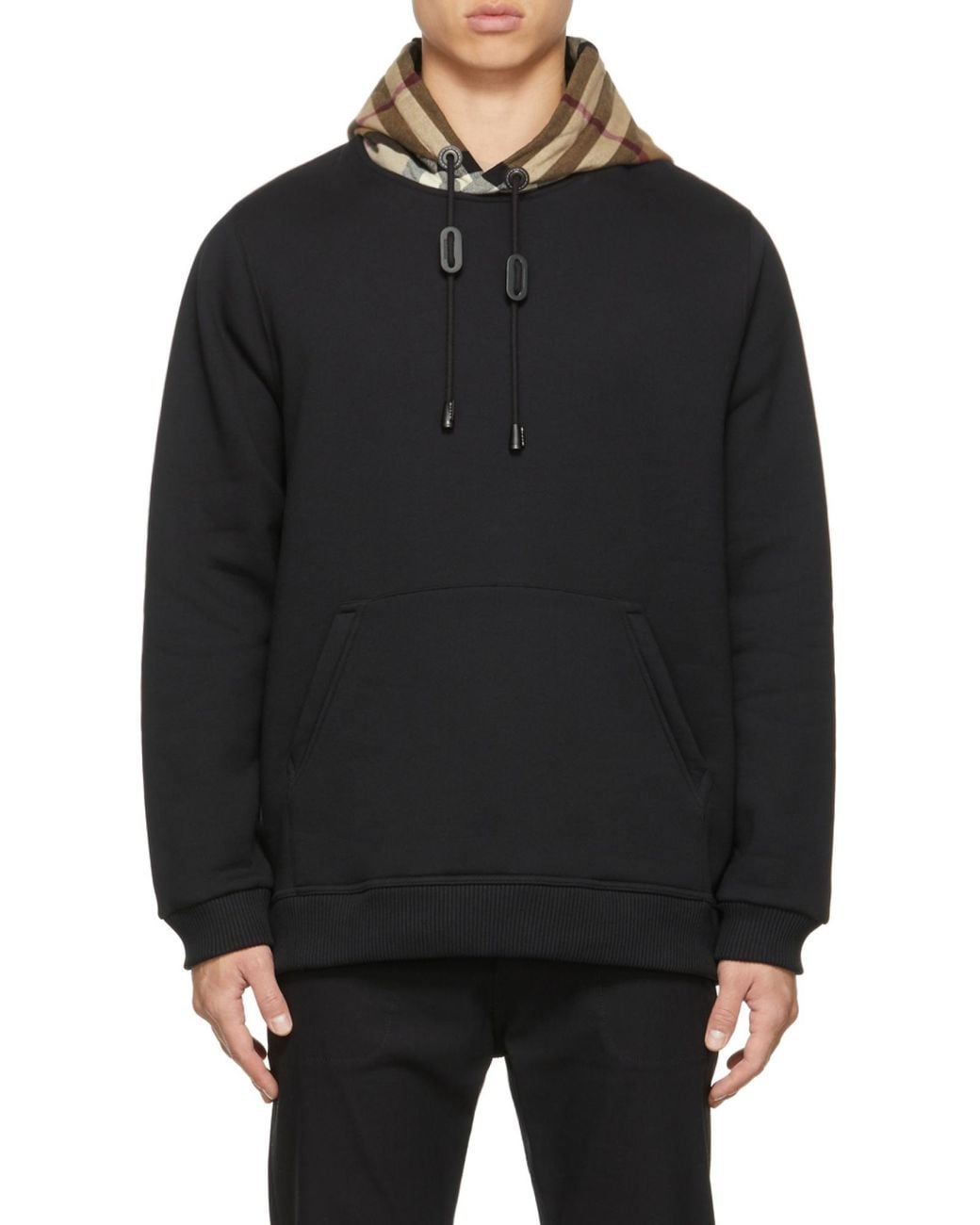 Burberry Black Check-Detail Hoodie for men