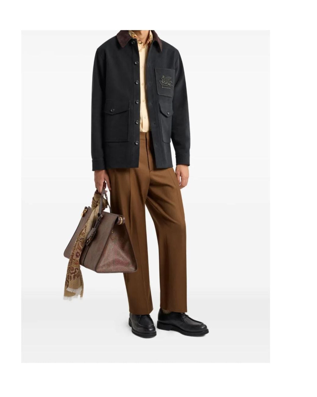 Etro Black Pegaso Embroidered Flap Pocket Jacket for men