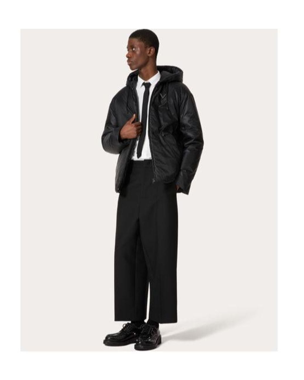 Valentino Black Zip-Up Drawstring Padded Coat for men