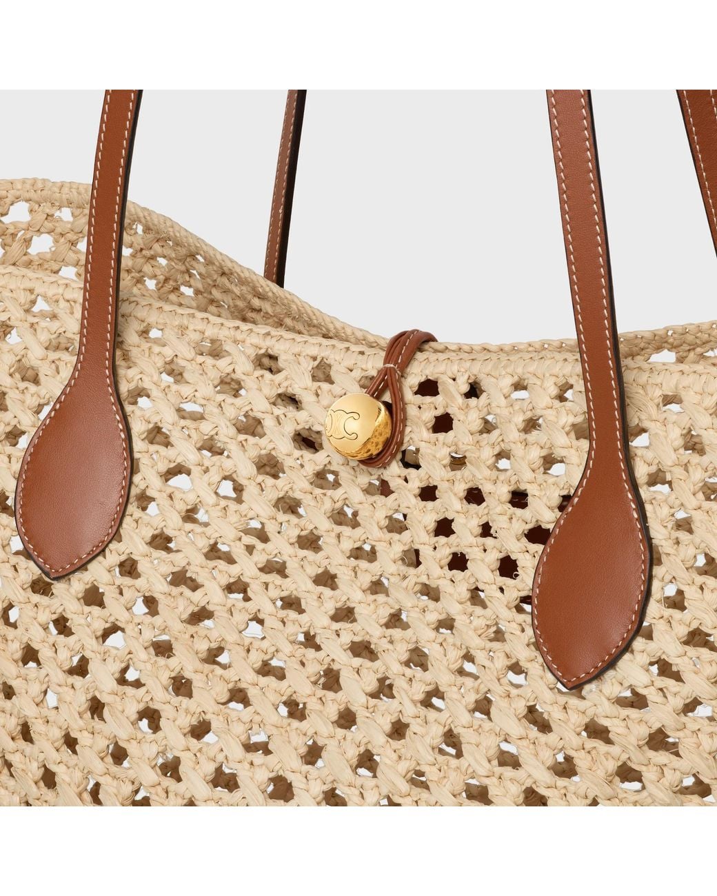 Céline Natural Bucket Triomphe Beads Basket