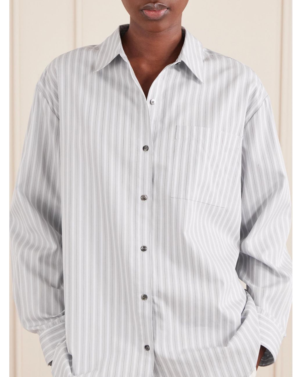 Leset White Striped Cotton-Blend Shirt