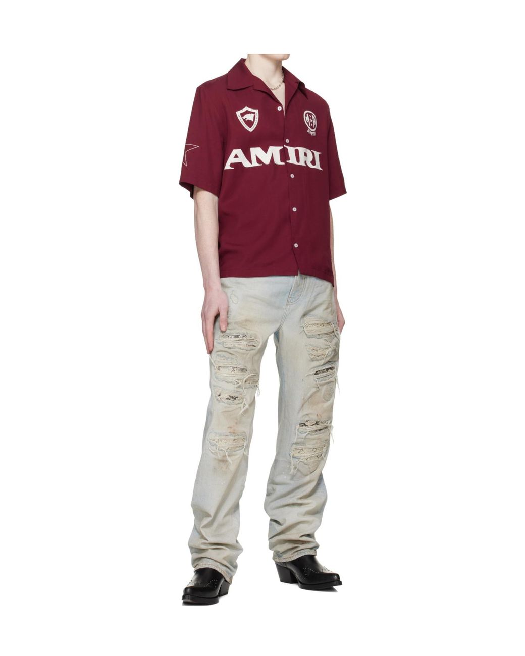 Amiri Red Sport Camp Short-Sleeve Shirt for men