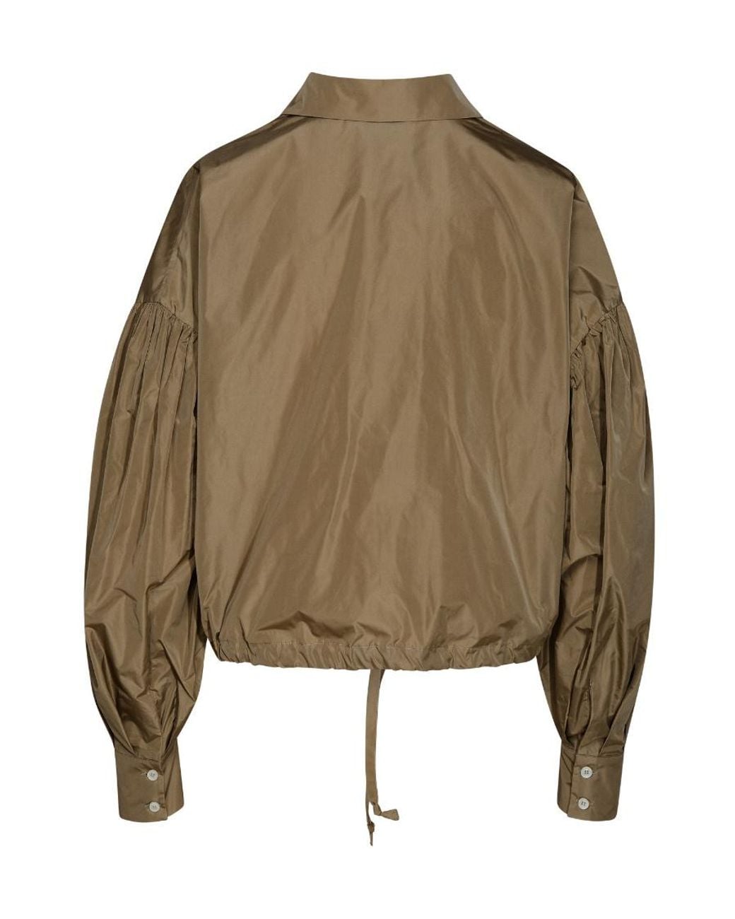 MSGM Green Drawstring-Hem Puff-Sleeved Shirt