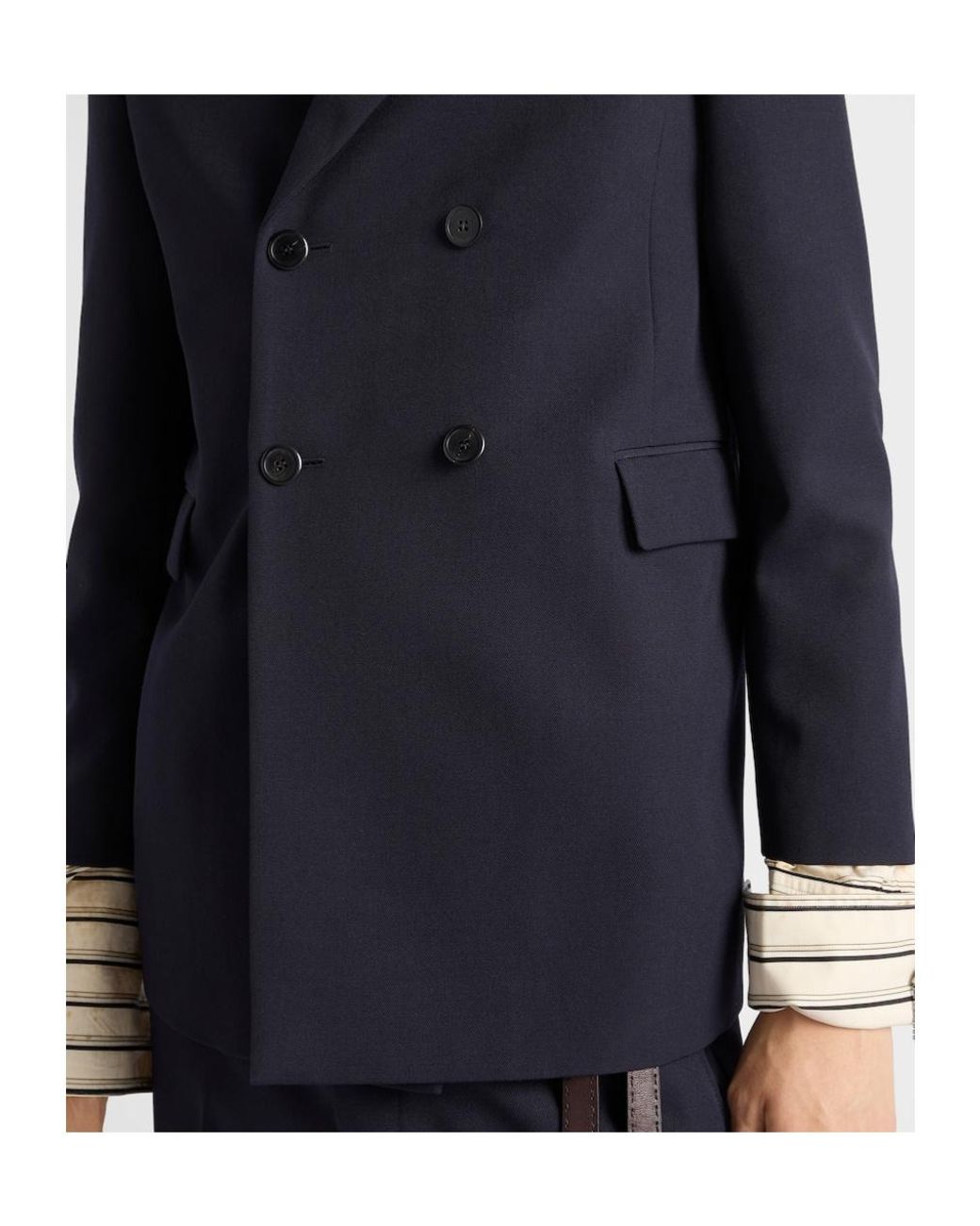 Prada Blue Double-Breasted Wool Jacket for men