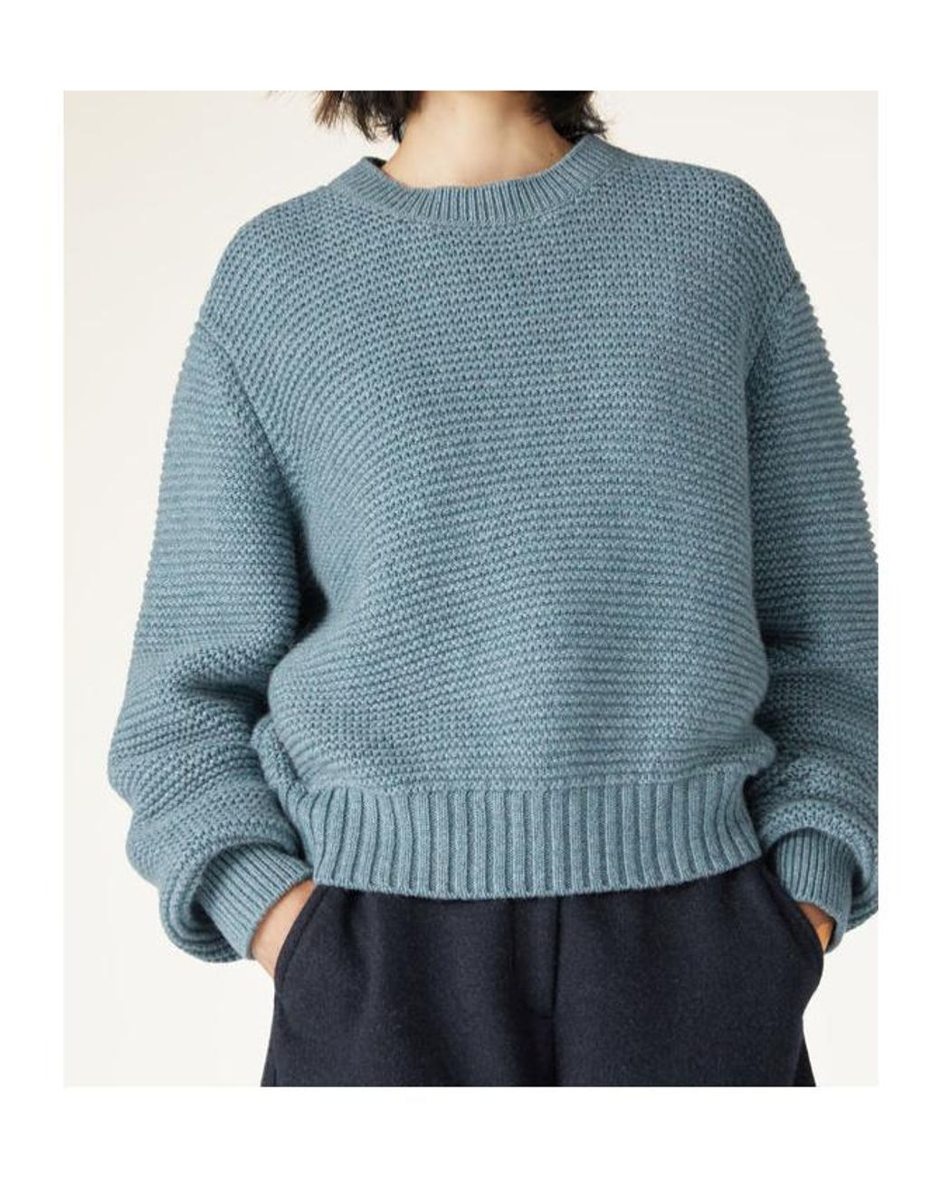 Loro Piana Blue Ashi Lambswool Crew Neck Sweater