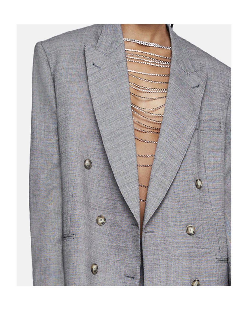 Stella McCartney Gray Double-Breasted Blazer