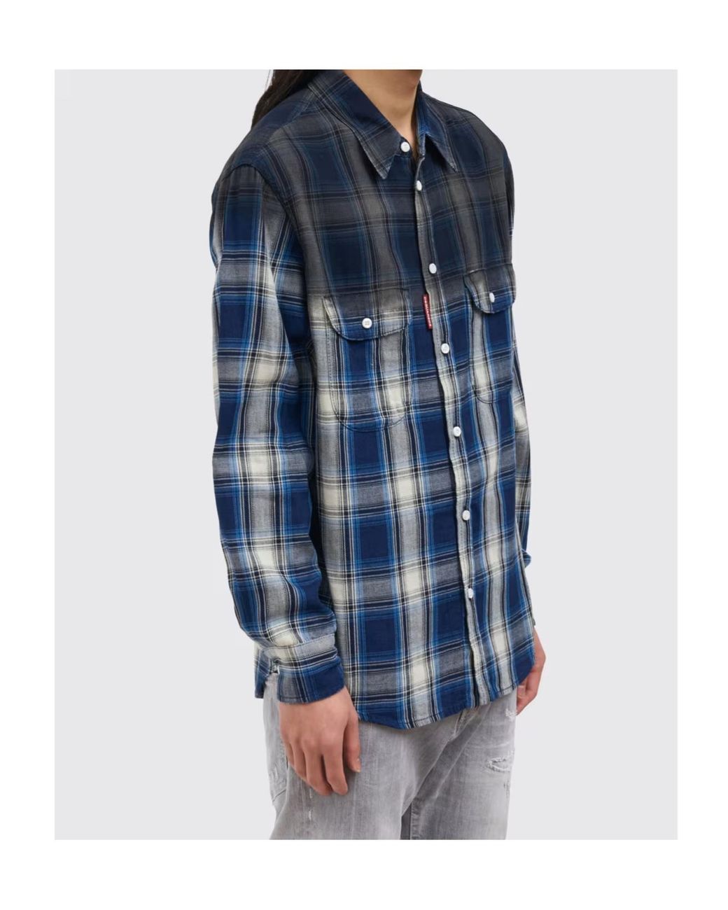 DSquared² Blue Long-Sleeved Buttoned Shirt for men