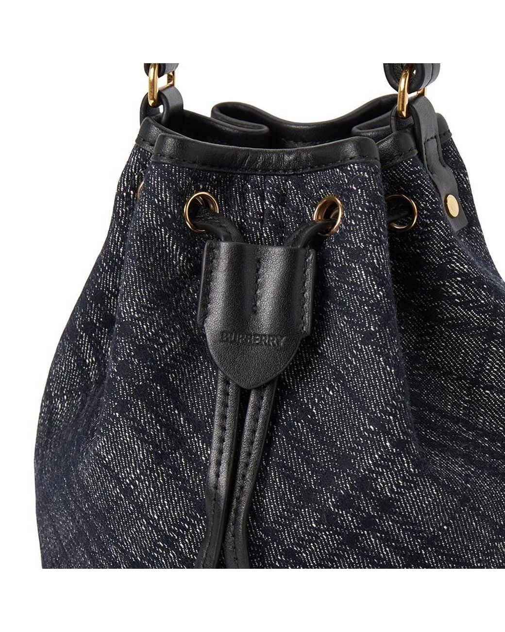Burberry Black Drawstring Denim Bucket Bag