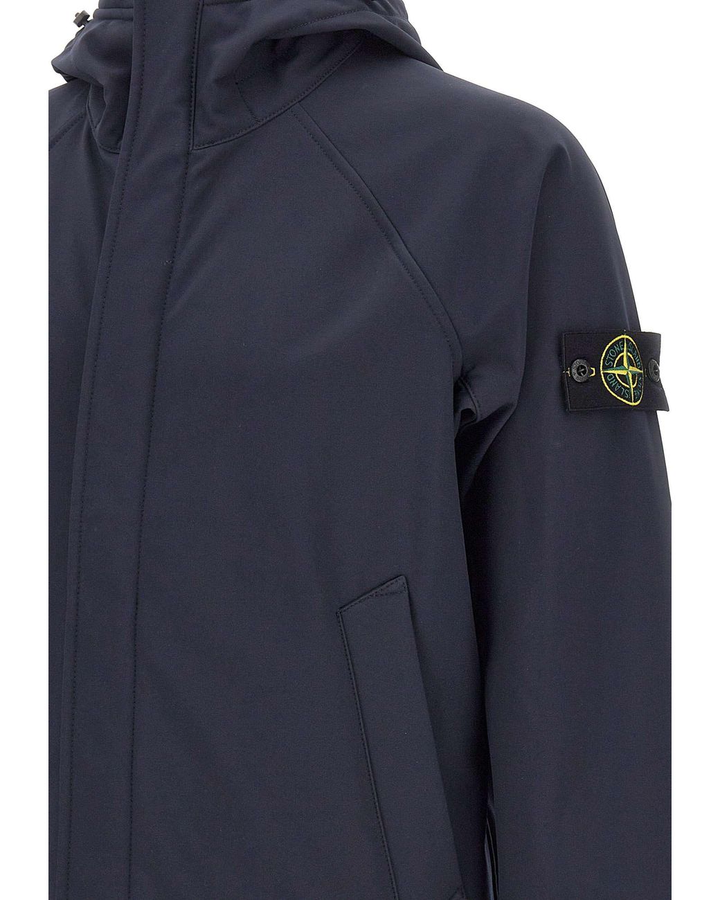 Stone Island Blue Hooded Jacket With Inner Fixed Drawstring for men