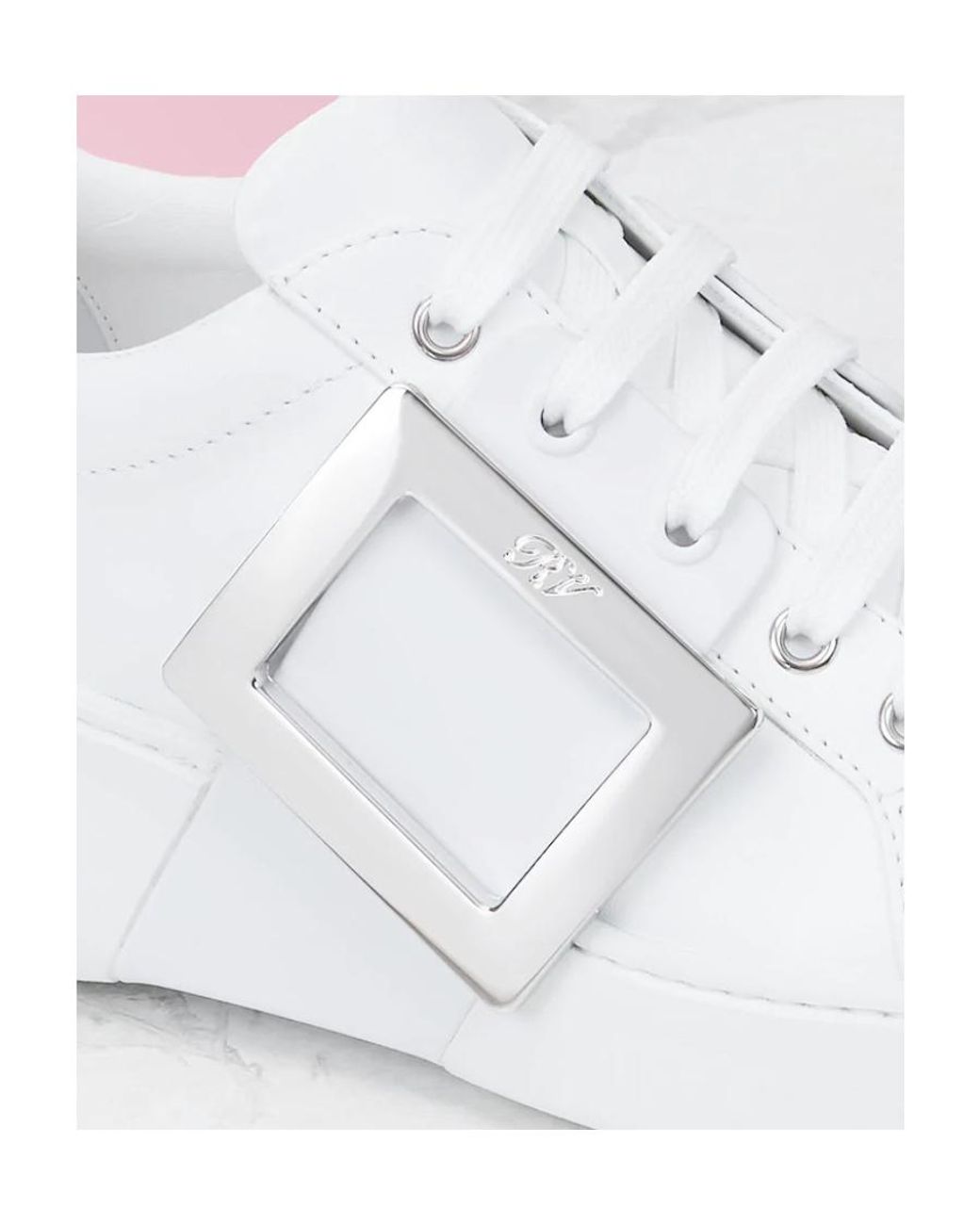Roger Vivier White Viv' Skate Metal Buckle Sneakers