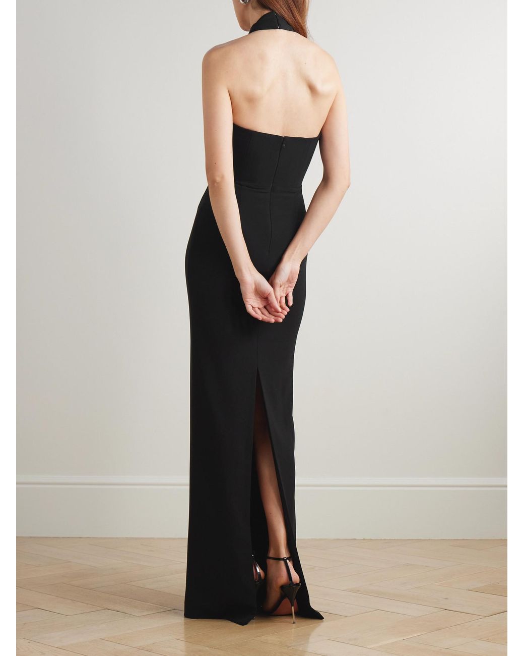 Alex Perry Black Crepe Halterneck Gown