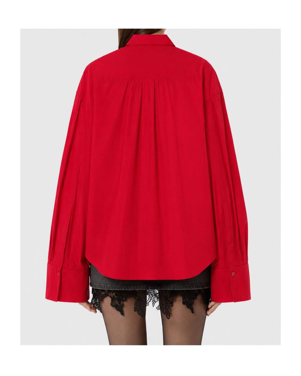 Blumarine Red Taffeta Shirt With 3D Roses