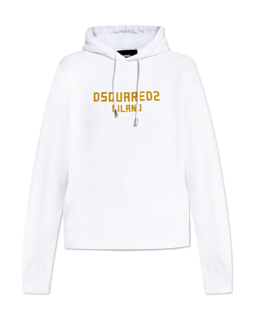 DSquared² White Logo Printed Drawstring Hoodie