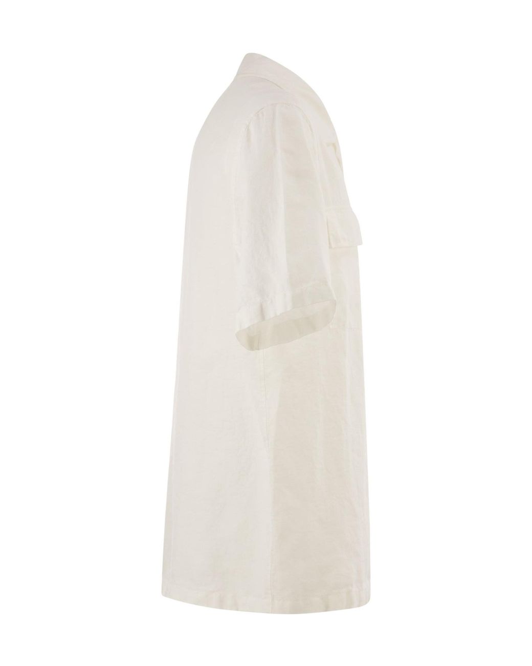 Peserico White Short-Sleeve Bowling Shirt for men