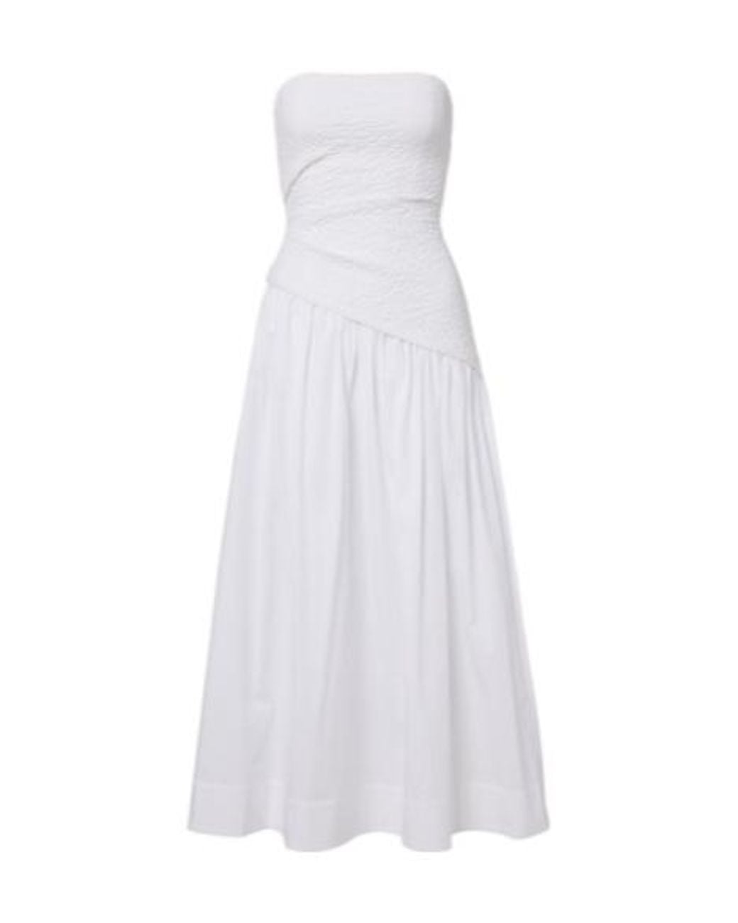 Staud White Nia Cotton Midi Dress
