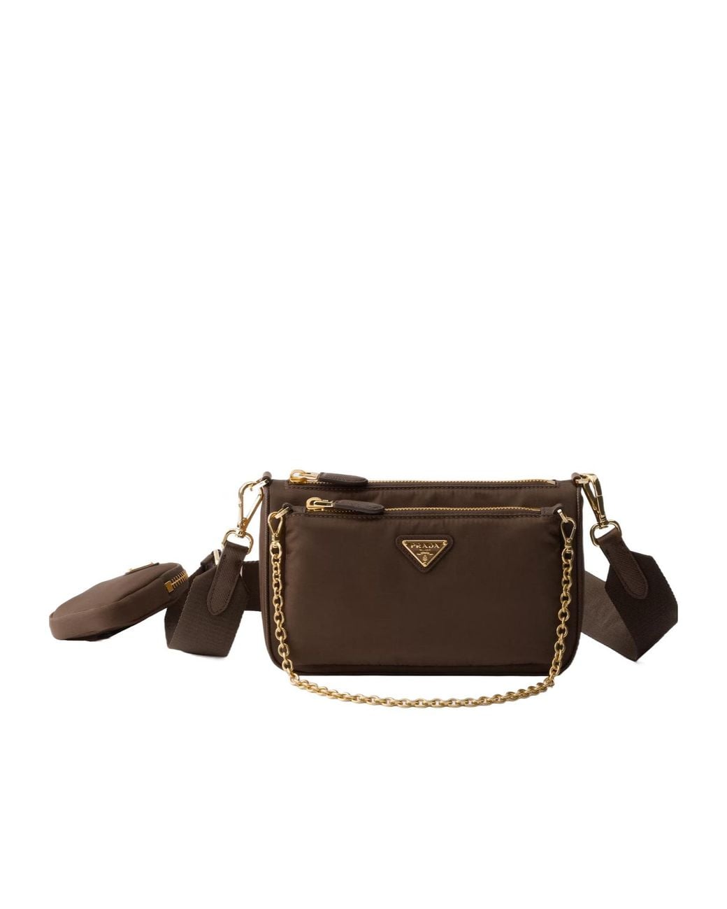 Prada Brown Re-Nylon And Saffiano Leather Mini Shoulder Bag