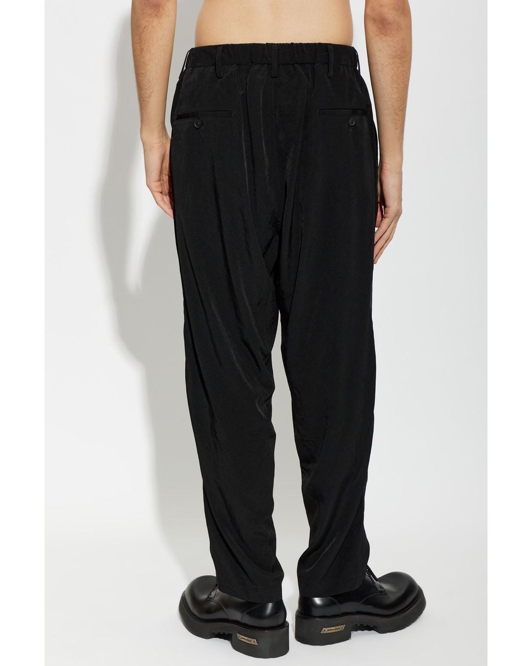 Yohji Yamamoto Black Ta Tuxedo Double Stitch Elastic Pants for men