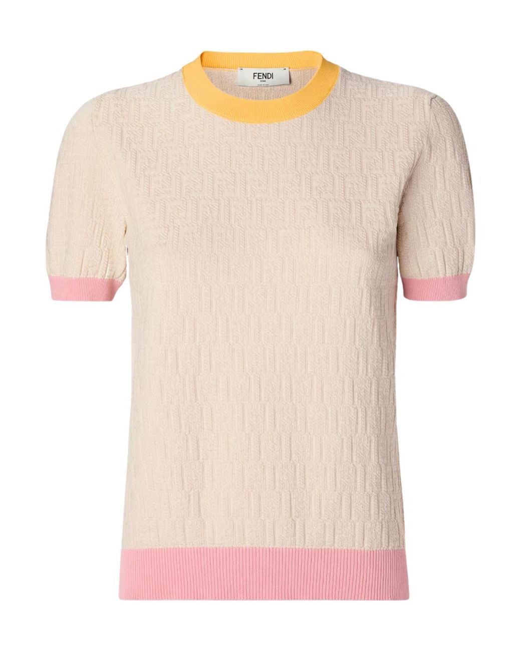 Fendi Natural Logo Detailed Short-Sleeved Jumper