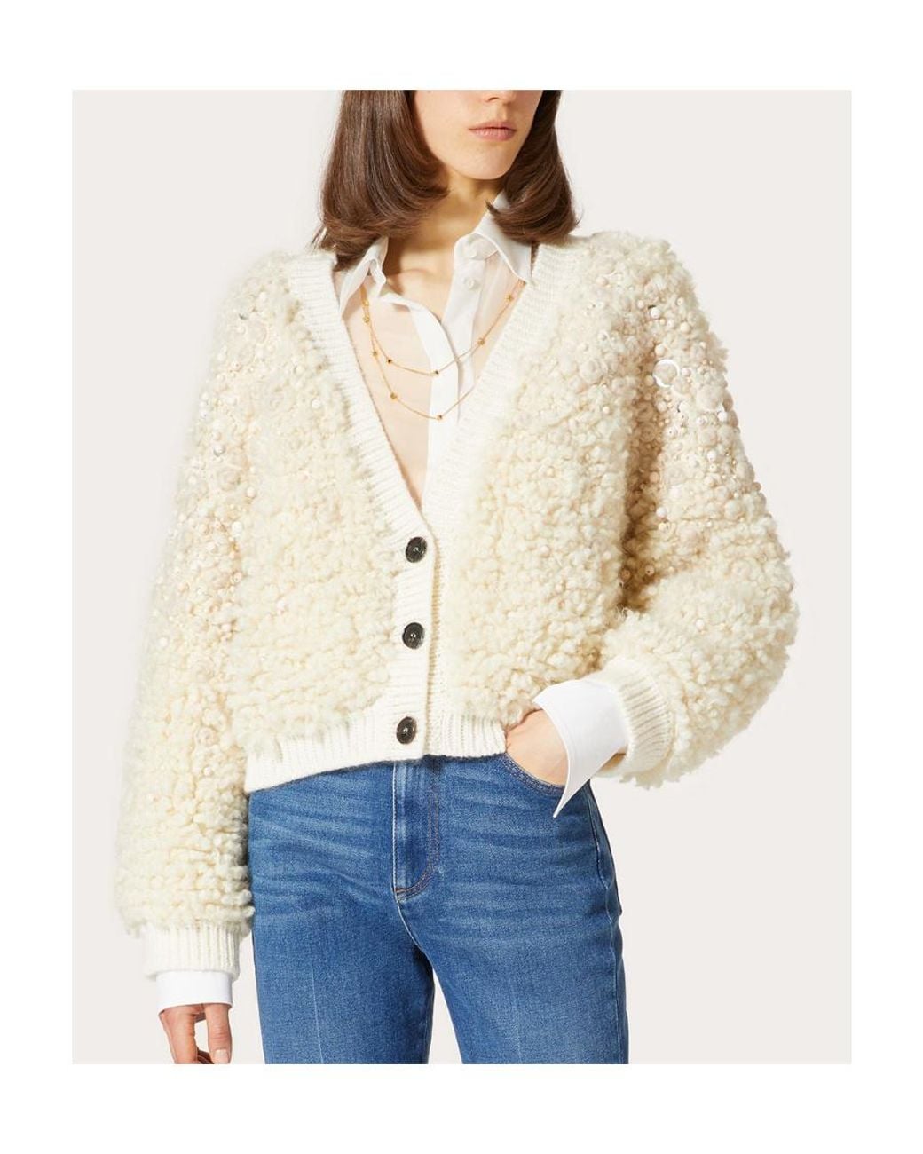 Valentino Natural Button Cardigan